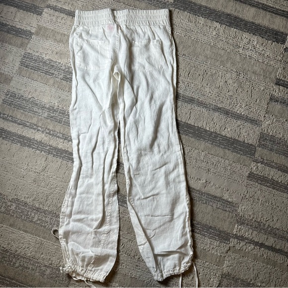 Puma White Linen Drawstring PANTS Women’s Size M Relaxed FitElasticWaist Pockets - Picture 3 of 6